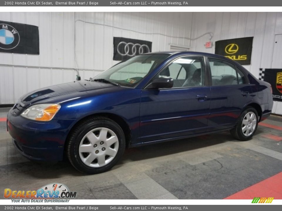 2002 Honda Civic EX Sedan Eternal Blue Pearl / Beige Photo #2