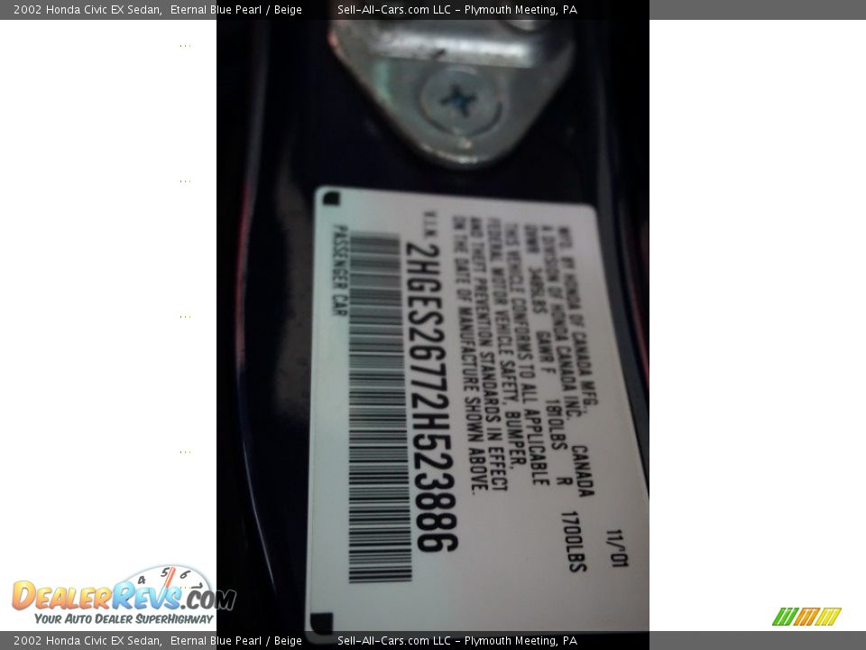 2002 Honda Civic EX Sedan Eternal Blue Pearl / Beige Photo #14