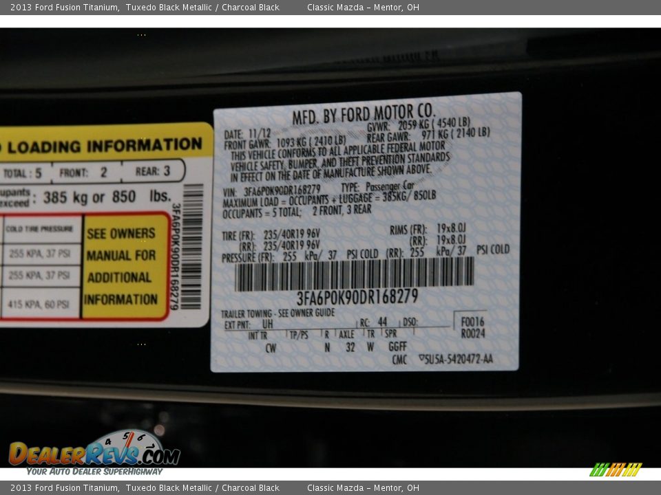 2013 Ford Fusion Titanium Tuxedo Black Metallic / Charcoal Black Photo #17