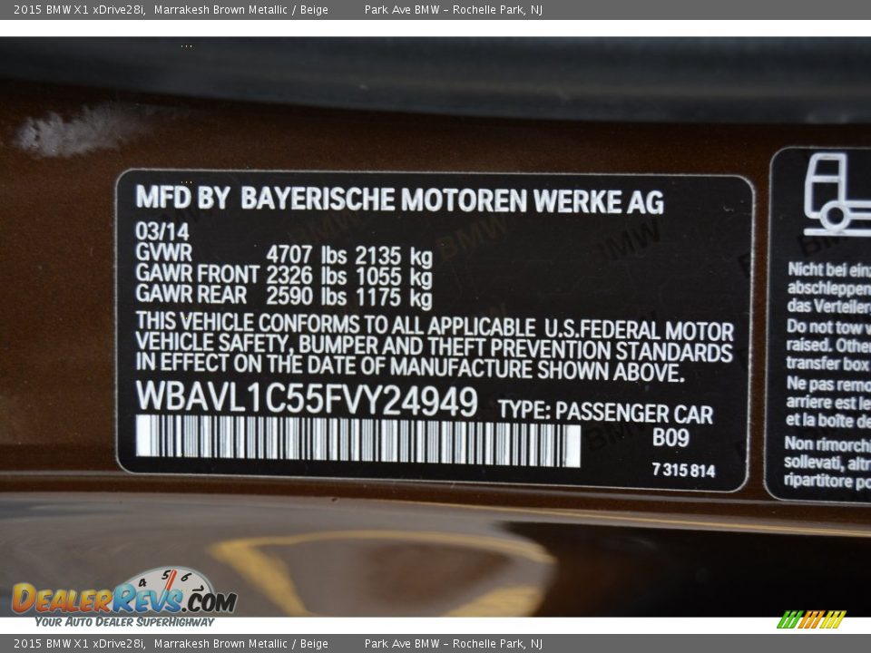 2015 BMW X1 xDrive28i Marrakesh Brown Metallic / Beige Photo #34