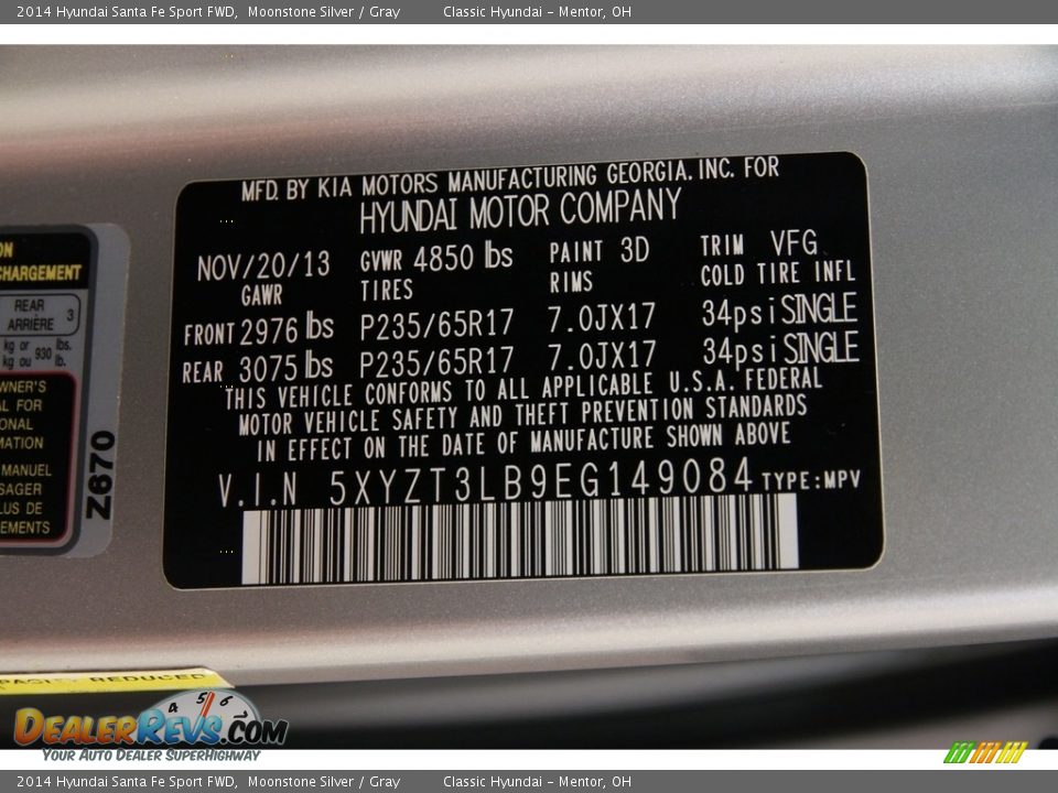 2014 Hyundai Santa Fe Sport FWD Moonstone Silver / Gray Photo #16