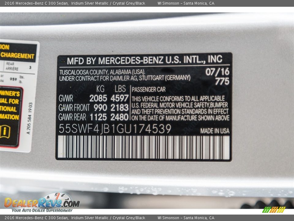 2016 Mercedes-Benz C 300 Sedan Iridium Silver Metallic / Crystal Grey/Black Photo #9