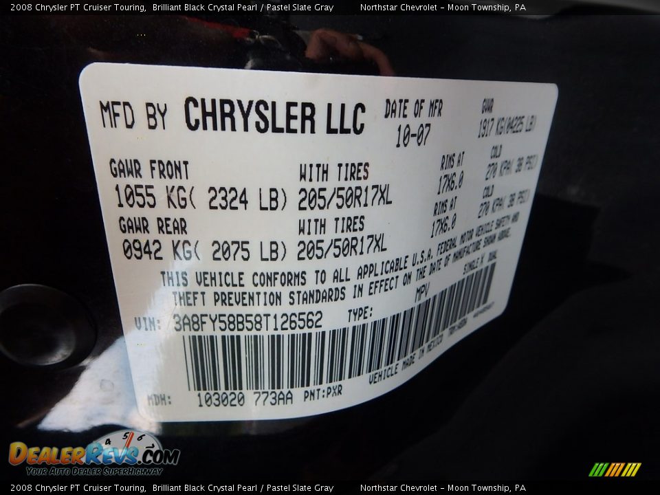 2008 Chrysler PT Cruiser Touring Brilliant Black Crystal Pearl / Pastel Slate Gray Photo #14