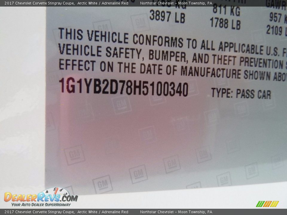 2017 Chevrolet Corvette Stingray Coupe Arctic White / Adrenaline Red Photo #16