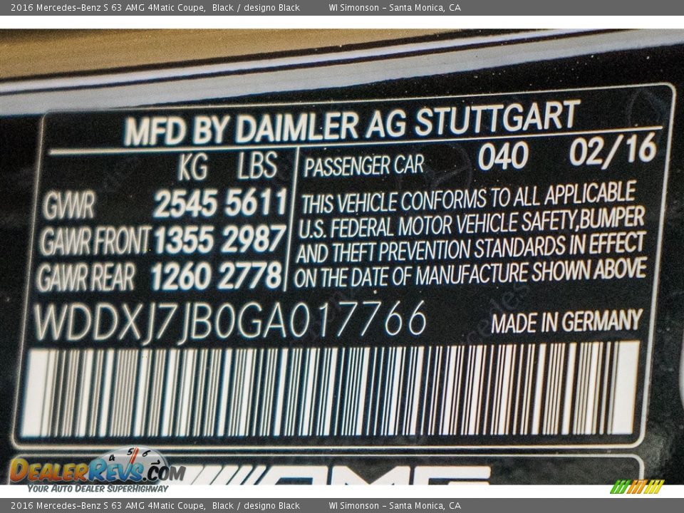 2016 Mercedes-Benz S 63 AMG 4Matic Coupe Black / designo Black Photo #6