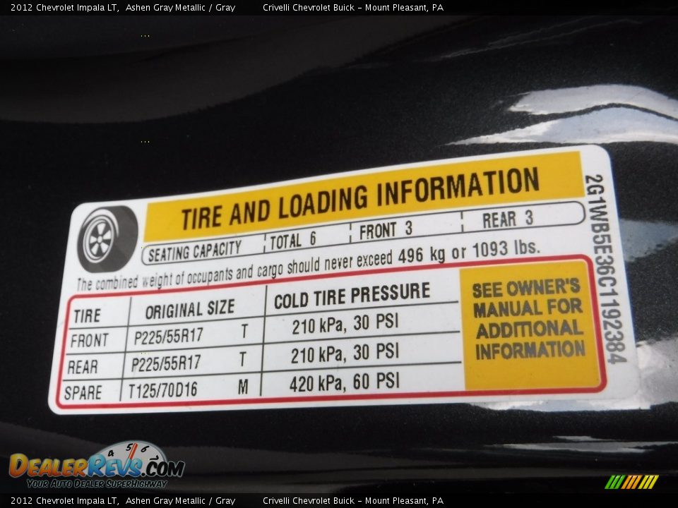 2012 Chevrolet Impala LT Ashen Gray Metallic / Gray Photo #27