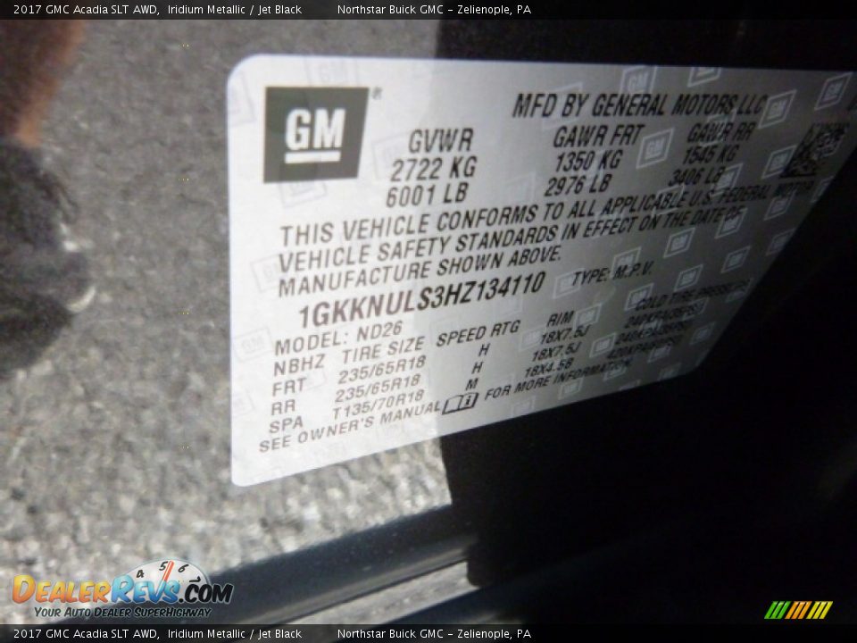 2017 GMC Acadia SLT AWD Iridium Metallic / Jet Black Photo #16