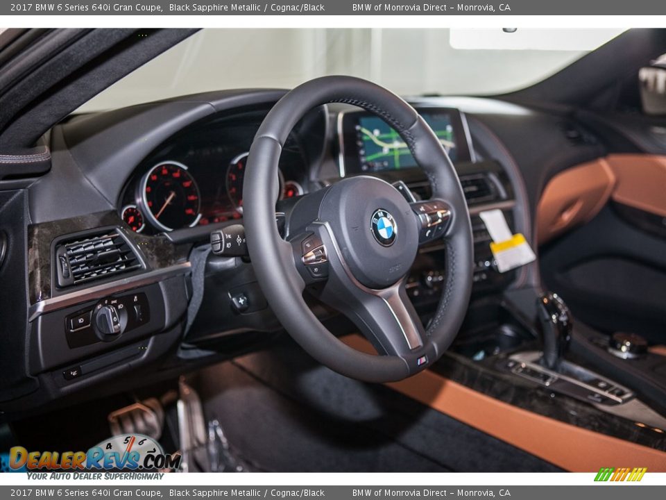 2017 BMW 6 Series 640i Gran Coupe Black Sapphire Metallic / Cognac/Black Photo #6