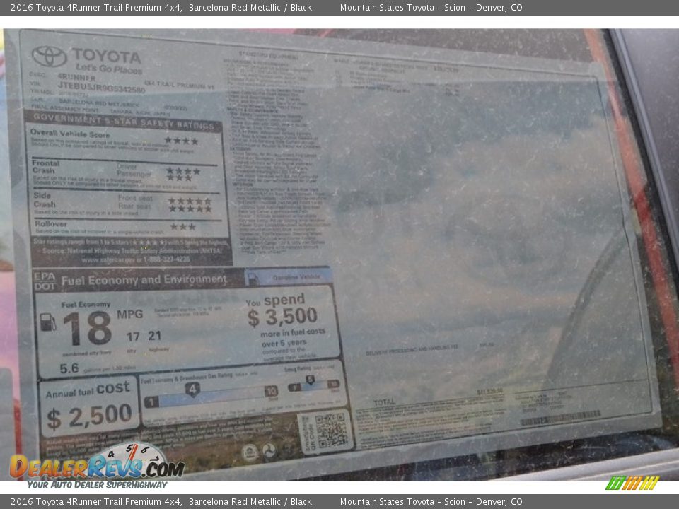 2016 Toyota 4Runner Trail Premium 4x4 Barcelona Red Metallic / Black Photo #10