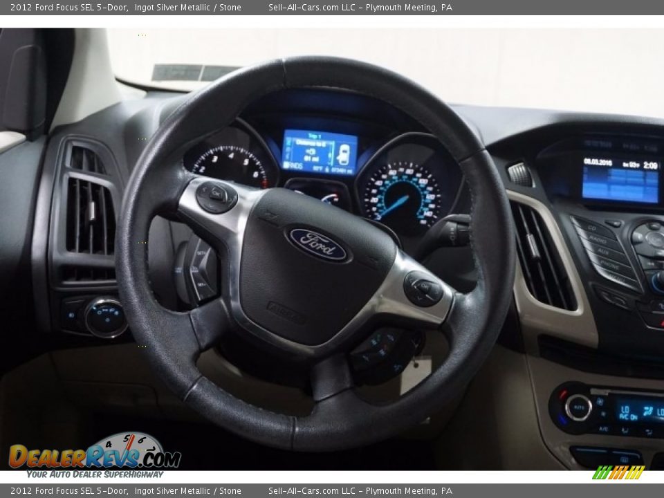 2012 Ford Focus SEL 5-Door Ingot Silver Metallic / Stone Photo #28