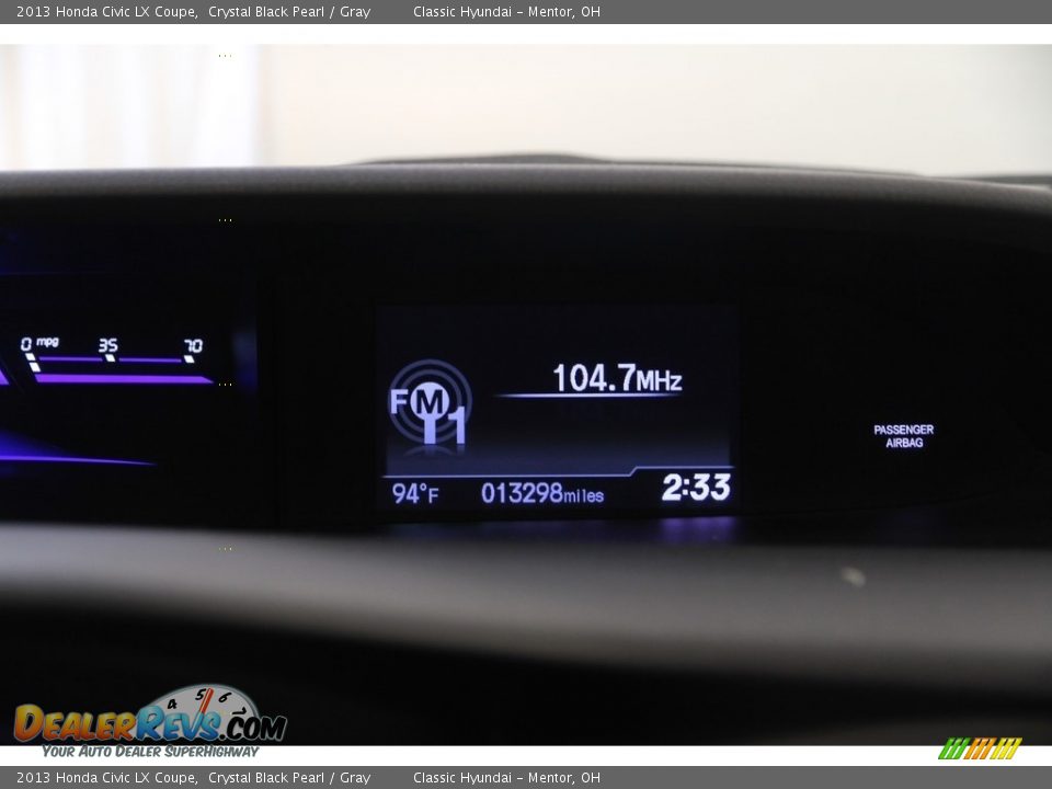 2013 Honda Civic LX Coupe Crystal Black Pearl / Gray Photo #9