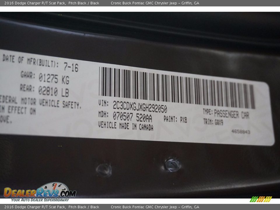 2016 Dodge Charger R/T Scat Pack Pitch Black / Black Photo #14