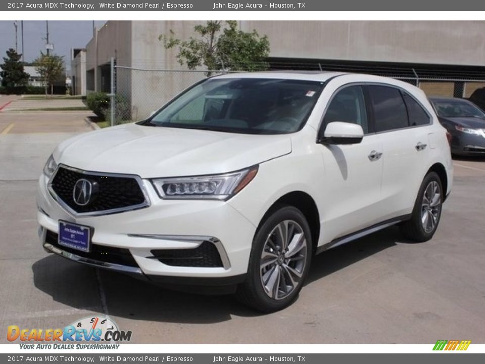 2017 Acura MDX Technology White Diamond Pearl / Espresso Photo #3
