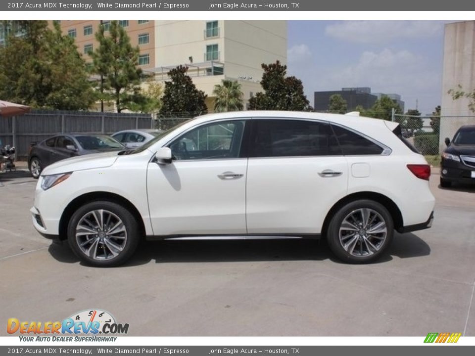 2017 Acura MDX Technology White Diamond Pearl / Espresso Photo #4