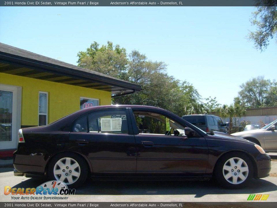 2001 Honda Civic EX Sedan Vintage Plum Pearl / Beige Photo #2