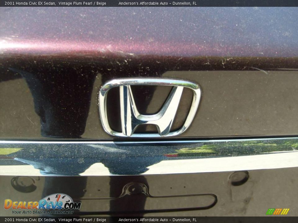 2001 Honda Civic EX Sedan Vintage Plum Pearl / Beige Photo #10