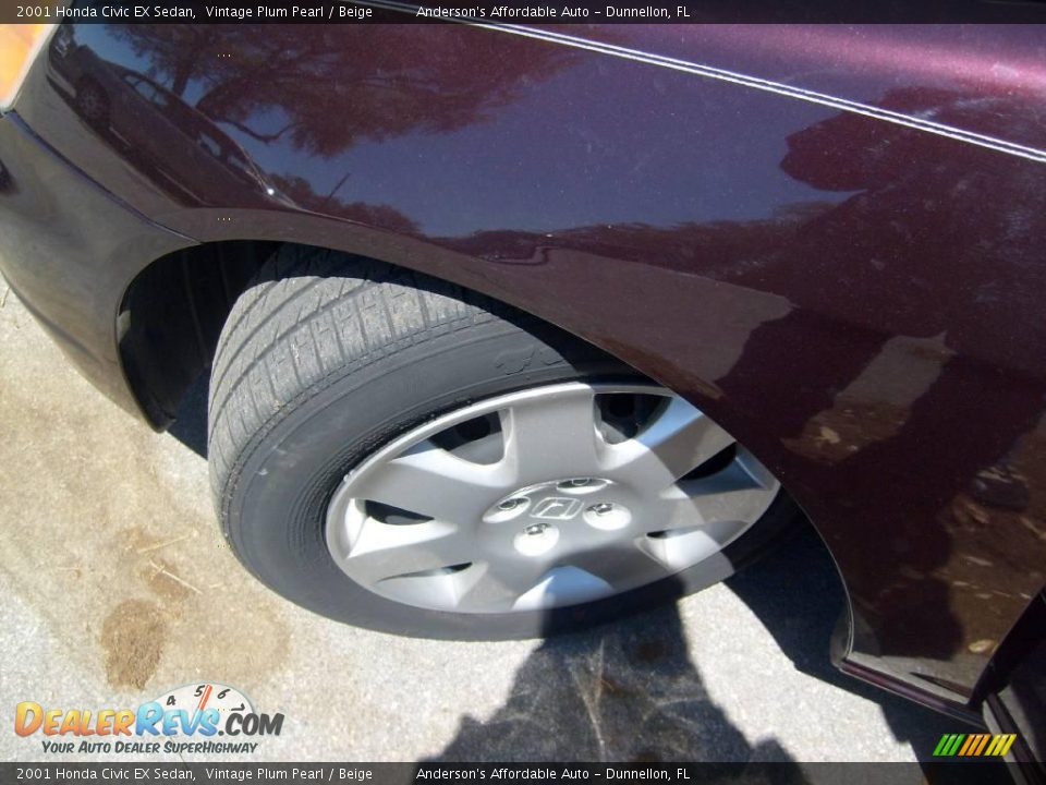 2001 Honda Civic EX Sedan Vintage Plum Pearl / Beige Photo #11