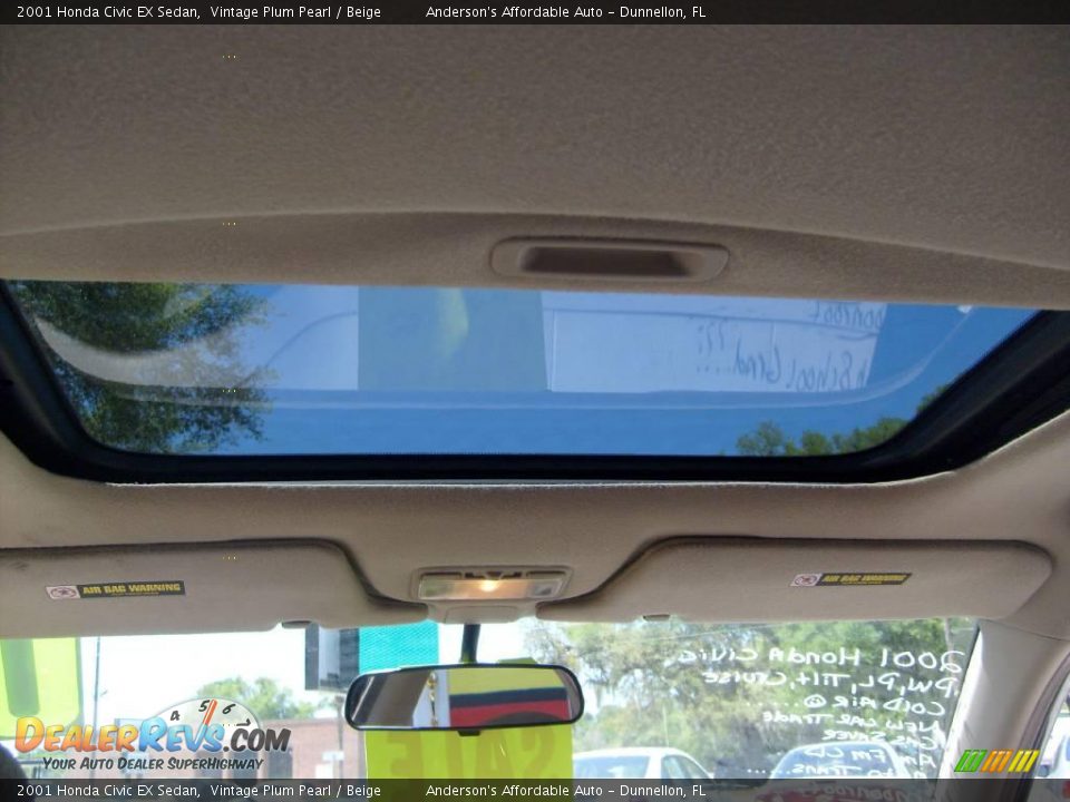 2001 Honda Civic EX Sedan Vintage Plum Pearl / Beige Photo #14