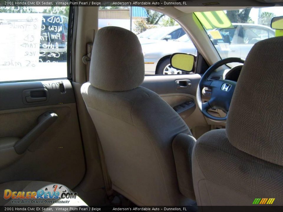 2001 Honda Civic EX Sedan Vintage Plum Pearl / Beige Photo #18