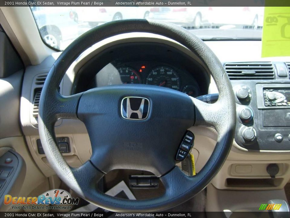 2001 Honda Civic EX Sedan Vintage Plum Pearl / Beige Photo #20