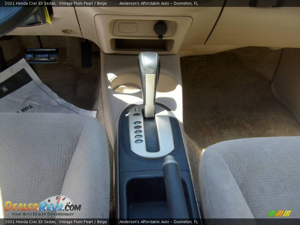 2001 Honda Civic EX Sedan Vintage Plum Pearl / Beige Photo #22