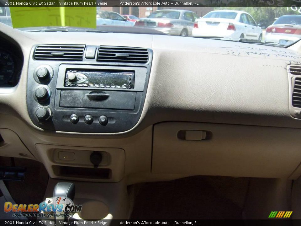 2001 Honda Civic EX Sedan Vintage Plum Pearl / Beige Photo #23