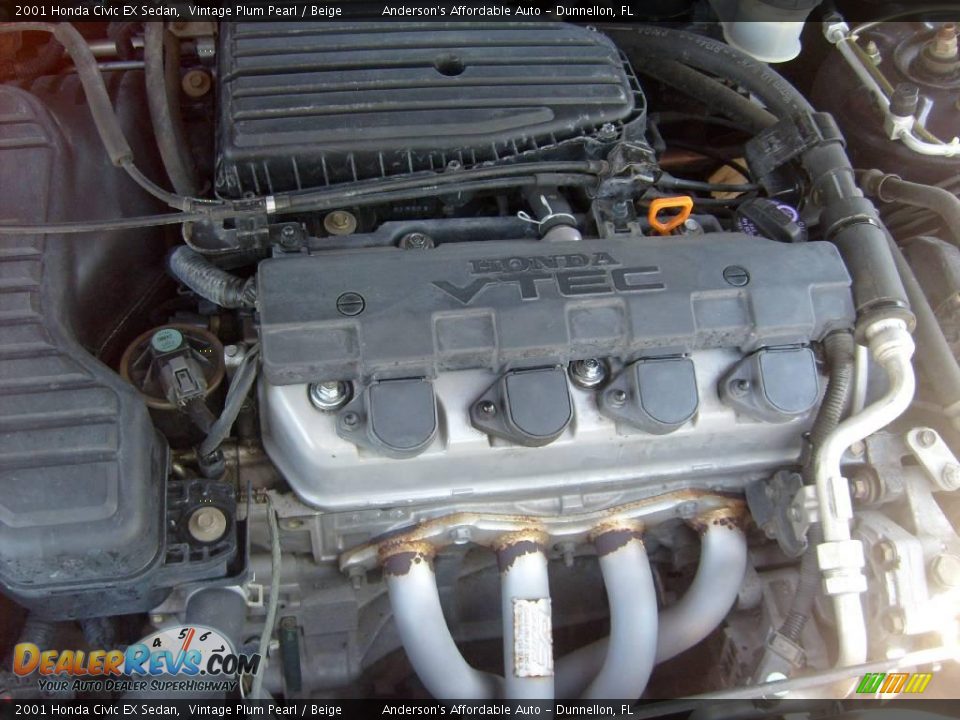 2001 Honda Civic EX Sedan Vintage Plum Pearl / Beige Photo #25