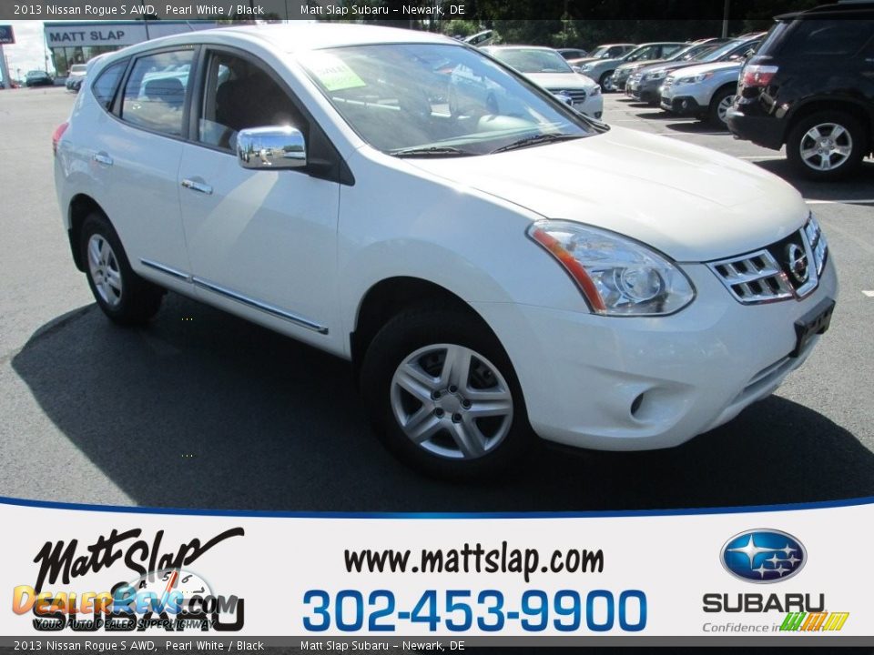 2013 Nissan Rogue S AWD Pearl White / Black Photo #1