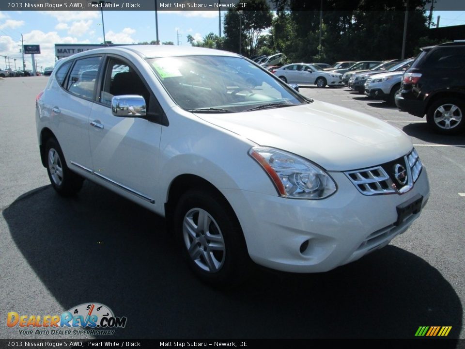 2013 Nissan Rogue S AWD Pearl White / Black Photo #4