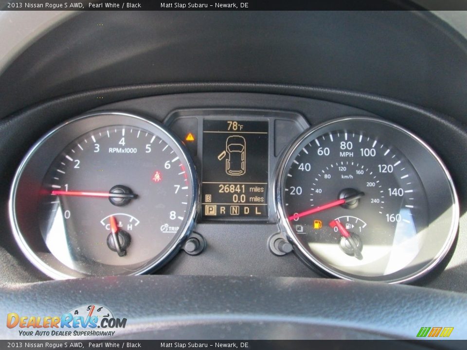 2013 Nissan Rogue S AWD Pearl White / Black Photo #26