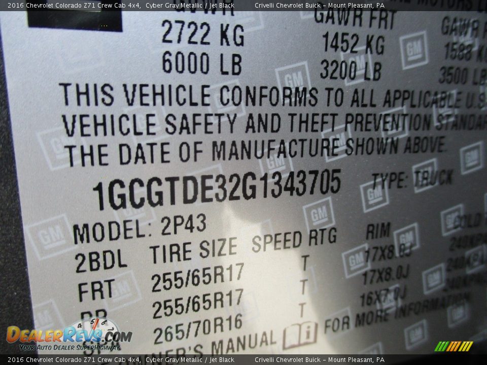 2016 Chevrolet Colorado Z71 Crew Cab 4x4 Cyber Gray Metallic / Jet Black Photo #19