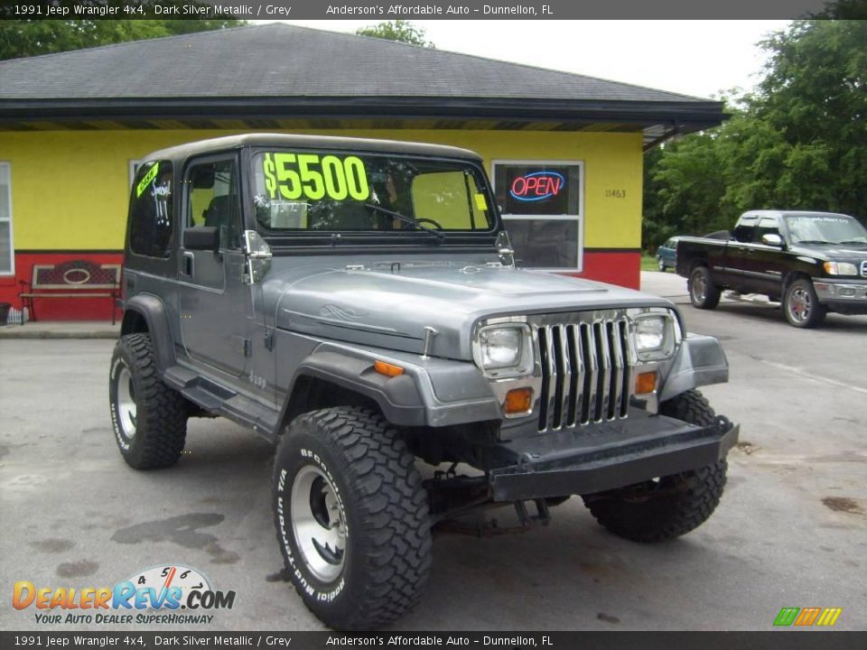 1991 Jeep Wrangler 4x4 Dark Silver Metallic / Grey Photo #1