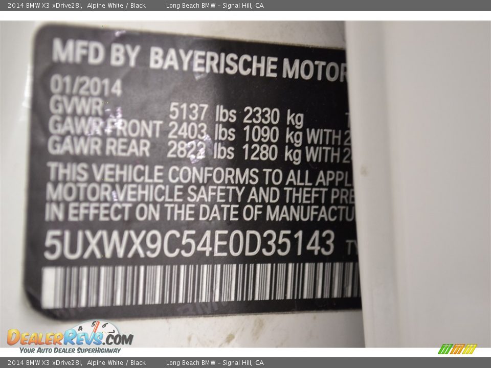 2014 BMW X3 xDrive28i Alpine White / Black Photo #11
