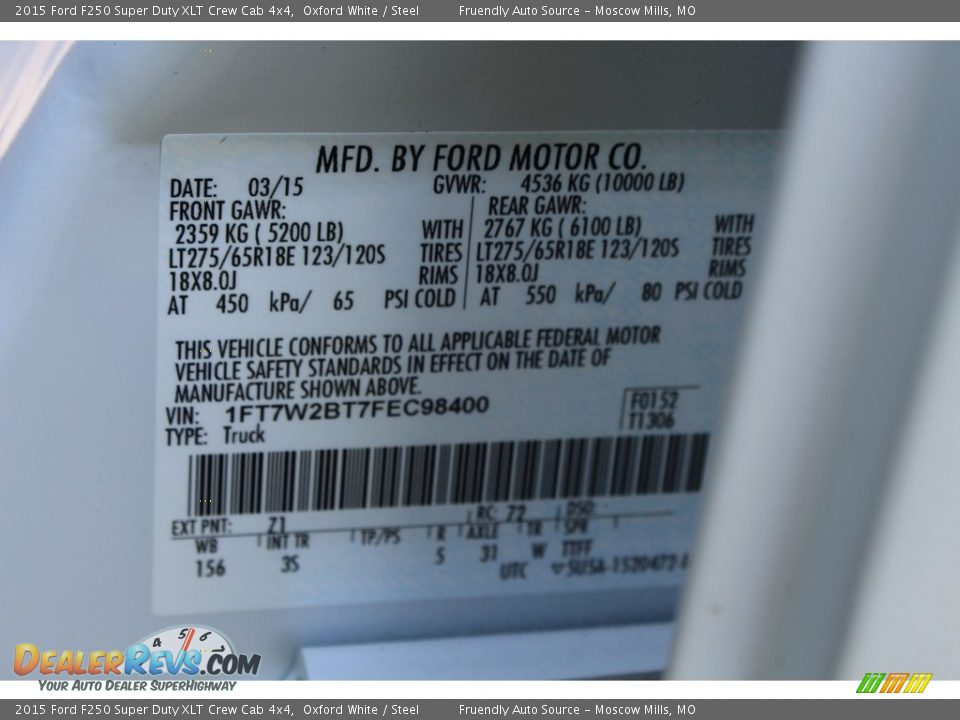 2015 Ford F250 Super Duty XLT Crew Cab 4x4 Oxford White / Steel Photo #25