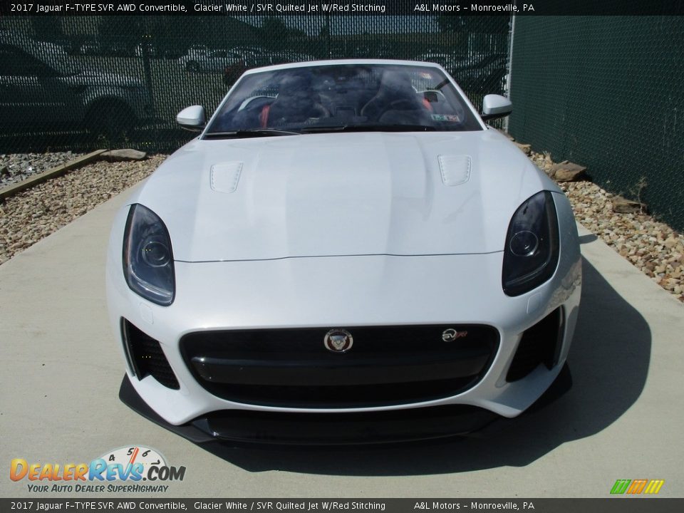 2017 Jaguar F-TYPE SVR AWD Convertible Glacier White / SVR Quilted Jet W/Red Stitching Photo #7