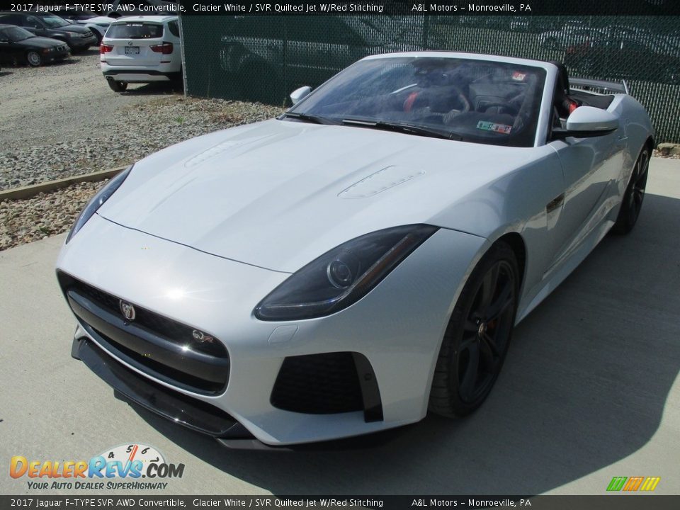2017 Jaguar F-TYPE SVR AWD Convertible Glacier White / SVR Quilted Jet W/Red Stitching Photo #8