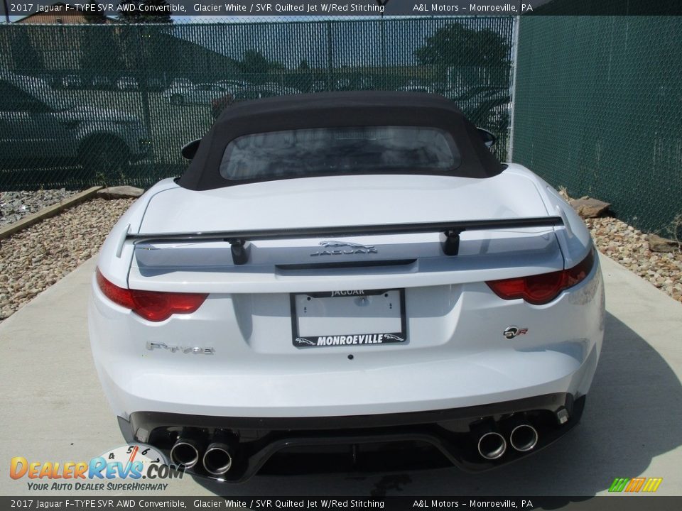 2017 Jaguar F-TYPE SVR AWD Convertible Glacier White / SVR Quilted Jet W/Red Stitching Photo #12