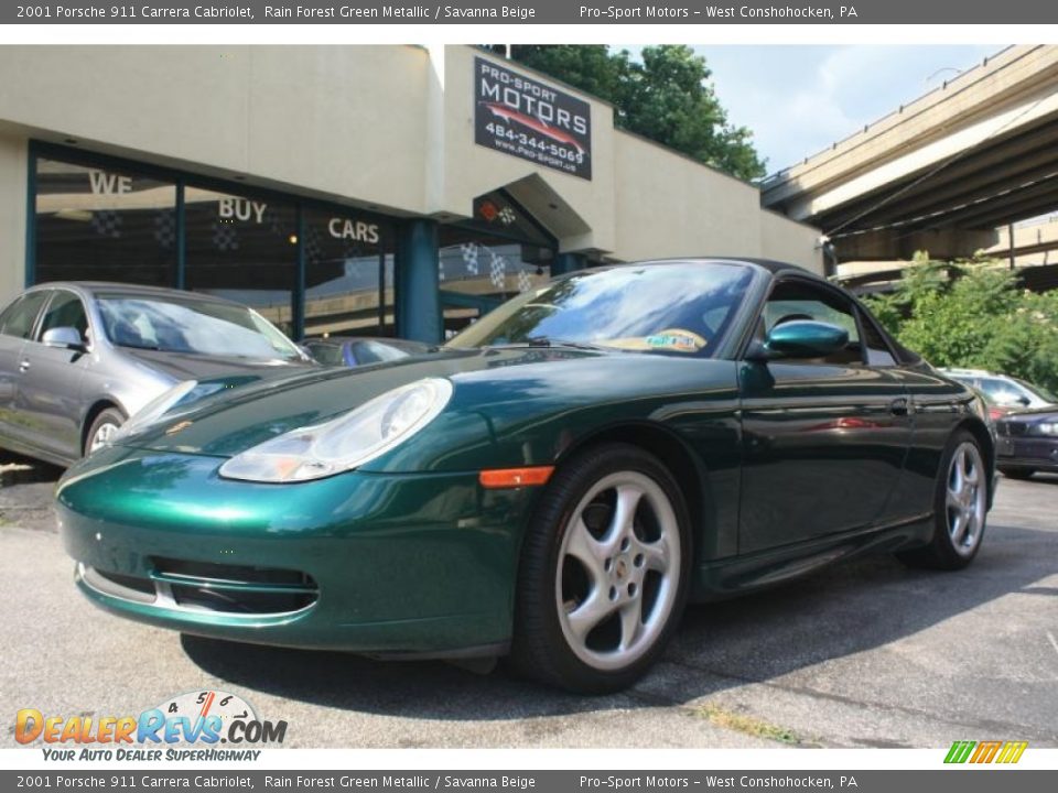 2001 Porsche 911 Carrera Cabriolet Rain Forest Green Metallic / Savanna Beige Photo #1