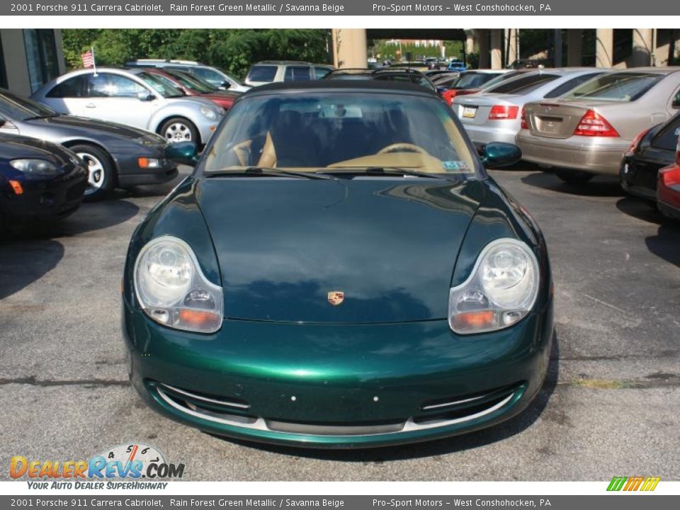 2001 Porsche 911 Carrera Cabriolet Rain Forest Green Metallic / Savanna Beige Photo #2