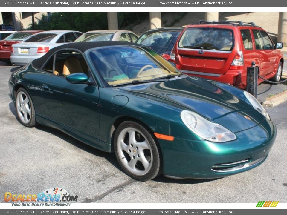 2001 Porsche 911 Carrera Cabriolet Rain Forest Green Metallic / Savanna Beige Photo #4