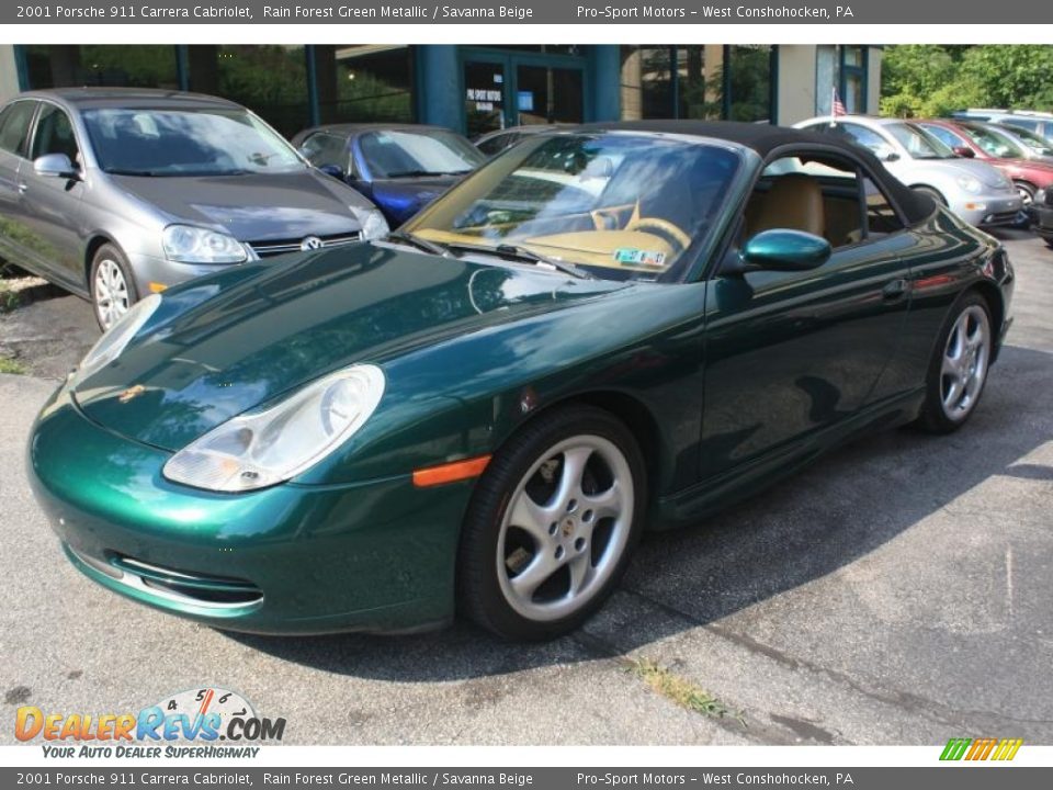 2001 Porsche 911 Carrera Cabriolet Rain Forest Green Metallic / Savanna Beige Photo #8