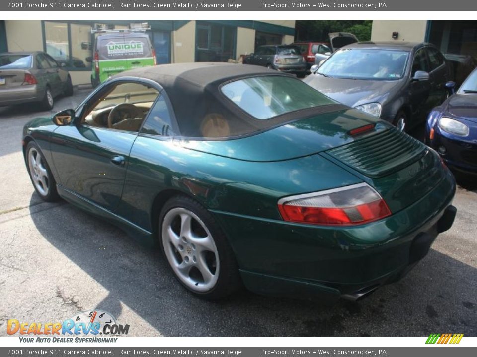 2001 Porsche 911 Carrera Cabriolet Rain Forest Green Metallic / Savanna Beige Photo #12