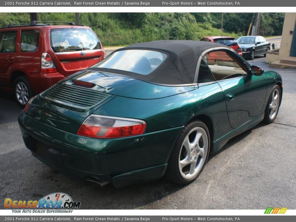 2001 Porsche 911 Carrera Cabriolet Rain Forest Green Metallic / Savanna Beige Photo #14