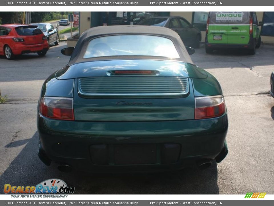 2001 Porsche 911 Carrera Cabriolet Rain Forest Green Metallic / Savanna Beige Photo #16