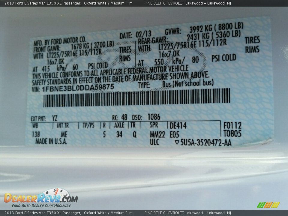 2013 Ford E Series Van E350 XL Passenger Oxford White / Medium Flint Photo #30