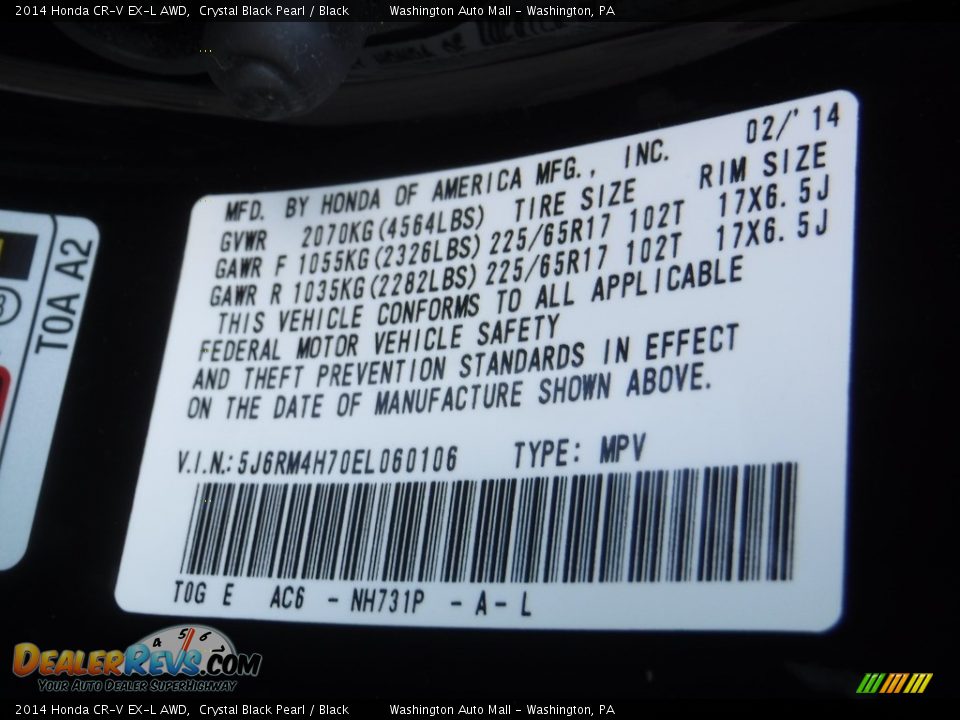 2014 Honda CR-V EX-L AWD Crystal Black Pearl / Black Photo #24