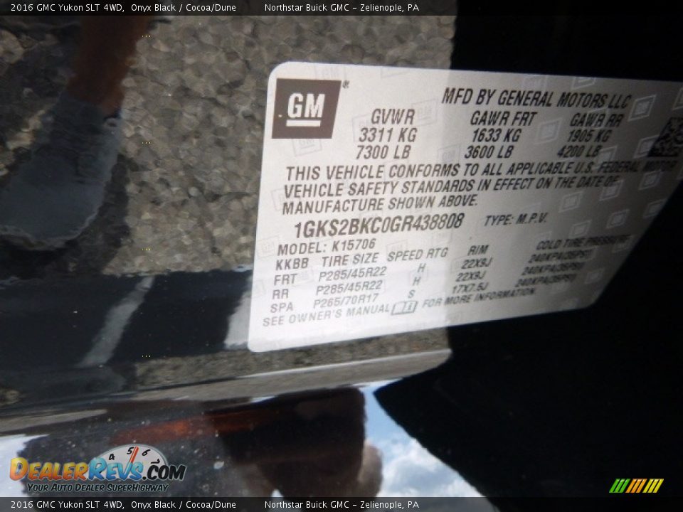 2016 GMC Yukon SLT 4WD Onyx Black / Cocoa/Dune Photo #16