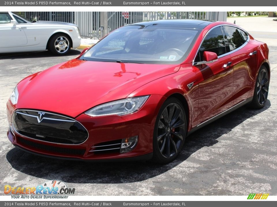 2014 Tesla Model S P85D Performance Red Multi-Coat / Black Photo #2