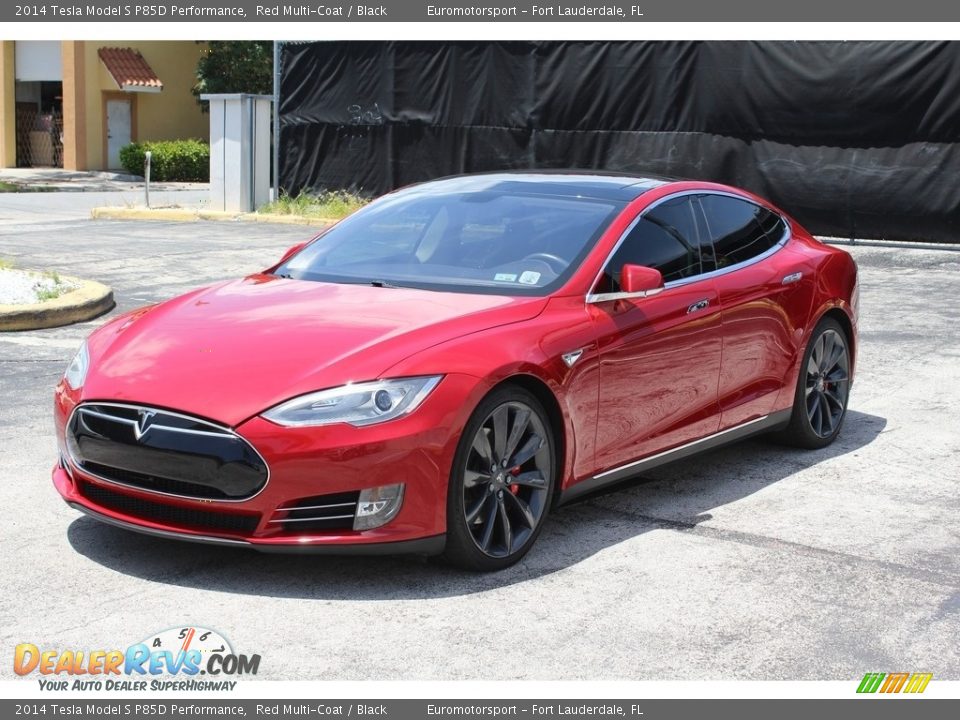 2014 Tesla Model S P85D Performance Red Multi-Coat / Black Photo #3