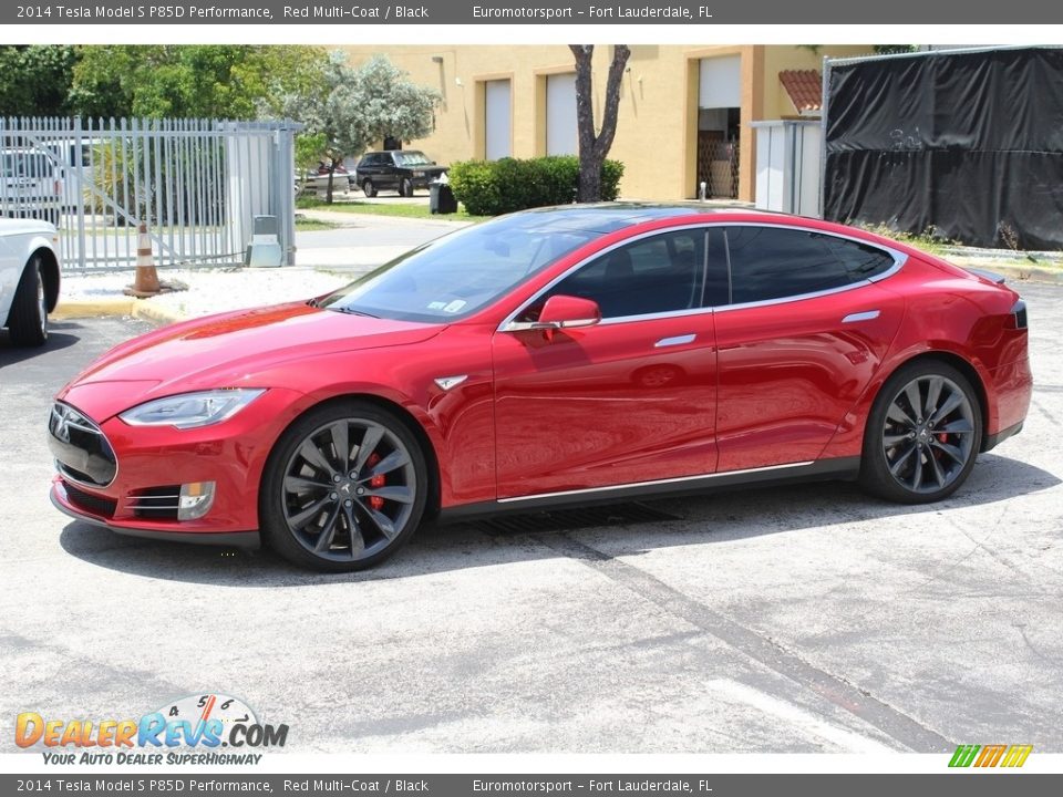 2014 Tesla Model S P85D Performance Red Multi-Coat / Black Photo #4